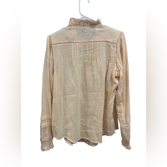 Faherty Womens Willa Blouse Vanilla Cream Light Peach Organic Cotton Size Large - Picture 9 of 12